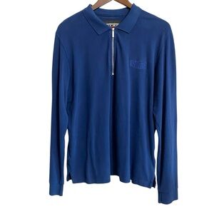Cycology polo mens large blue long sleeve quarter zip cycling performance active
